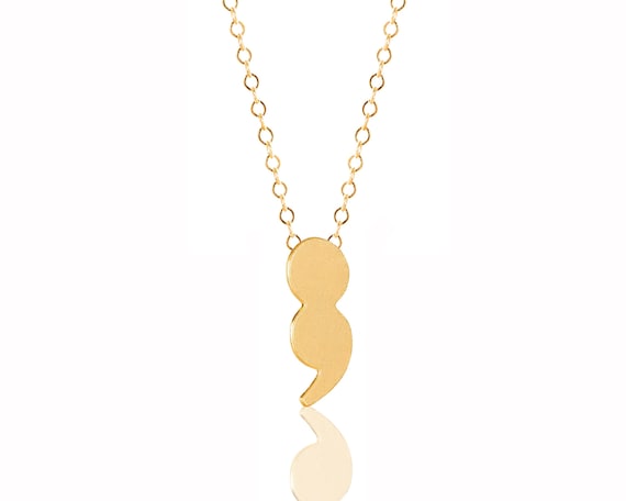 Mental Health Necklace Gold Semi Colon Necklace Semi Colon Gift