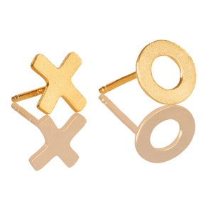 Gold XO Earrings, Hugs and Kisses Posts, I Love You Jewelry, Boyfriend Girlfriend Earrings, XO Studs, XO Posts, Romantic Gift for Girlfriend