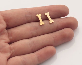 Gold Bone Earrings, Dog Bones Studs, Bone Posts, Dog Lovers Gift, Cute Earrings, Teen Earrings, Girls Earrings, Birtday Gift for Girls