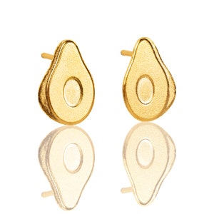 Gold Avocado Earrings, Miniature Avocado Studs, Food Earrings, Foodie Jewelry, Avocado Jewelry, Funny Gift, Vegan Gift, Vegetarian Gift