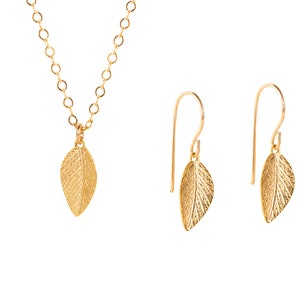 Leaf Jewelry Set, Real Leaf Earrings and Necklace, Bride Jewelry Set, Dainty Gold Set, Women Jewelry Set, Bridesmaid Gift Set, Bridal Set