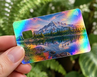 Custom Holographic Card Skin, Personalized Rainbow Shimmer Debit Credit Card Sticker, Upload Your Photo or Name, Vinyl Wrap