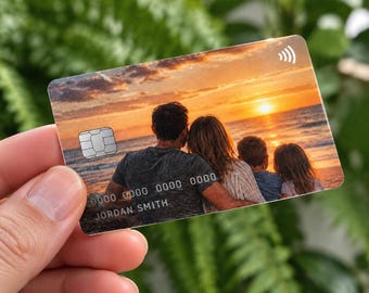 Custom Photo Card Skin, Personalized Debit Credit Card Sticker, Upload Your Own Photo or Logo, Vinyl Decal Wrap, Chip & Tap Cutout
