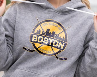 Hockey T-Shirt Logo - Boston Skyline - Centennial - Vector File (svg, eps, dxf, png, af)