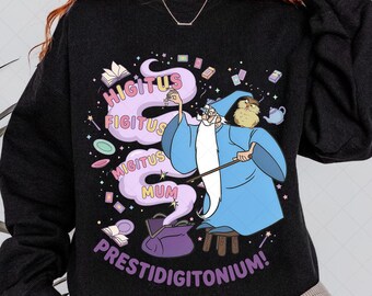 Merlin Wizard Archimedes The Owl Higitus Figitus Comfort Colors Png, Vintage Disney The Sword In The Stone Design, Disneyland Family png