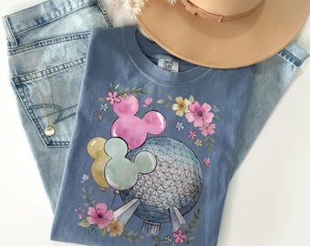 Retro Comfort Colors Coquette Bow Disney EPCOT Png, EPCOT World Tour 1982 gift, Disney World Family Matching , Vacation Trip 2026 PNG