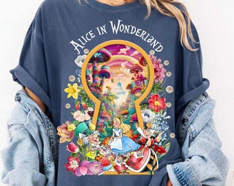 Comfort Colors® Vintage Alice in Wonderland Png, Disney Alice Design, Alice Gift, Alice in Wonderland Flowers Design, Disney