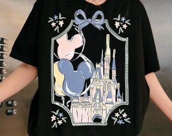 Retro Disney Castle Bow Png Cute Coquette Mickey Balloon Gift, Pastel Magic Kingdom Design, Disney Trip png, Disney Family Vacation Trip