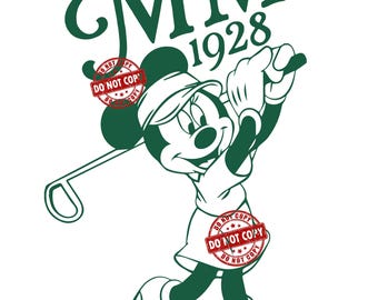 Minnie Mouse Golf Png, Minnie MM 1928 Diseño de Golf, Regalo para Fiesta de Golf, Torneo de Golf Png, Club de Golf para Papá, Viaje Familiar a Disneyland Png
