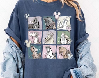 Vintage Disney Horse Characters Comfort Colors Png, Maximus Pegasus Bullseye Khan Phillipe Design, Animated Disney Animal Collage Gift