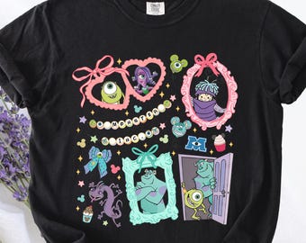 Retro Coquette Bow Monster Inc PNG, Sully Mike Boo University Digital File, Disneyland WDW Girls Trip Birthday Girl Sublimation Design