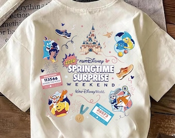 runDisney Springtime Surprise Marathon Weekend 2026 Png, Zootopia Winnie the Pooh Inside Out Aladdin running Marathoner Tank top Png
