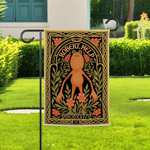 Robert Help Garden Flag, Vintage Folk Art Cryptid Decor, Funny
