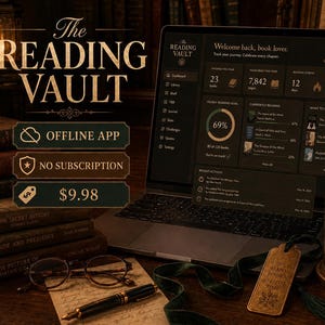 Reading Journal App, Book Tracker, Digital Library, TBR Planner, Book Lover Gift, Offline HTML Reading Planner