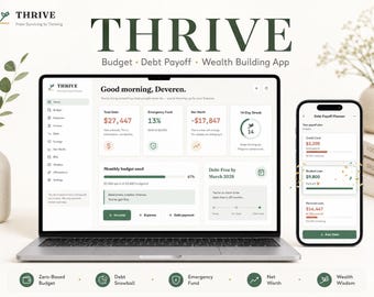 THRIVE Budget App | Debt Payoff Tracker, Zero Based Budget (Digital Download)