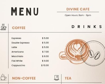 Cafe Menu  Printable