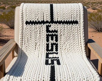 Cross Jesus Chunky Knit Blanket Pattern