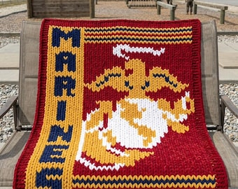 US Marine Corps Globe Anchor Blanket Knitting Pattern (Digital Download)