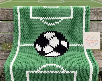 Soccer Futbol Field Chunky Knit Blanket Digital Pattern