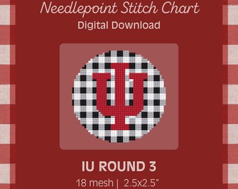 Modèle PDF - IU round 3 - Indiana University Hoosiers Stitch Design - Téléchargement numérique