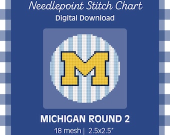 Motif PDF - Michigan Round 2 - Design de point Wolverines de l'Université du Michigan - Téléchargement numérique