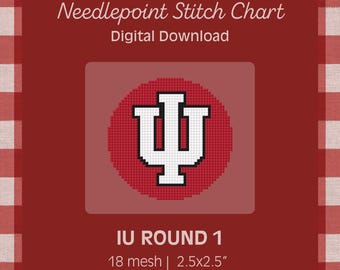 Modèle PDF - UI rond 1 - Indiana University Hoosiers Stitch Design - Téléchargement numérique