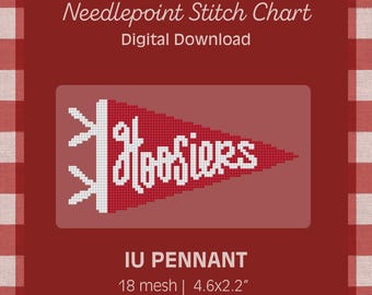 Motif PDF - Fanion IU - Indiana University Hoosiers Stitch Design - Téléchargement numérique