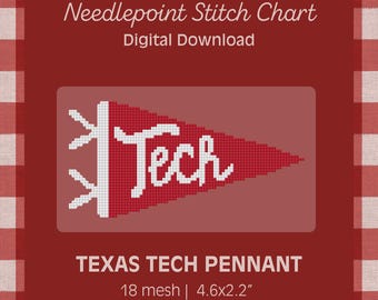 Motif PDF - Fanion de la Texas Tech University - Red Raiders Stitch Design - téléchargement numérique