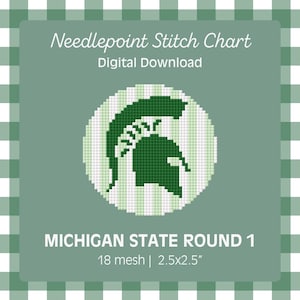 Schema per ricamo a punto croce in formato PDF - Michigan State Round 1 - Disegno a punto croce MSU Spartans - Download digitale