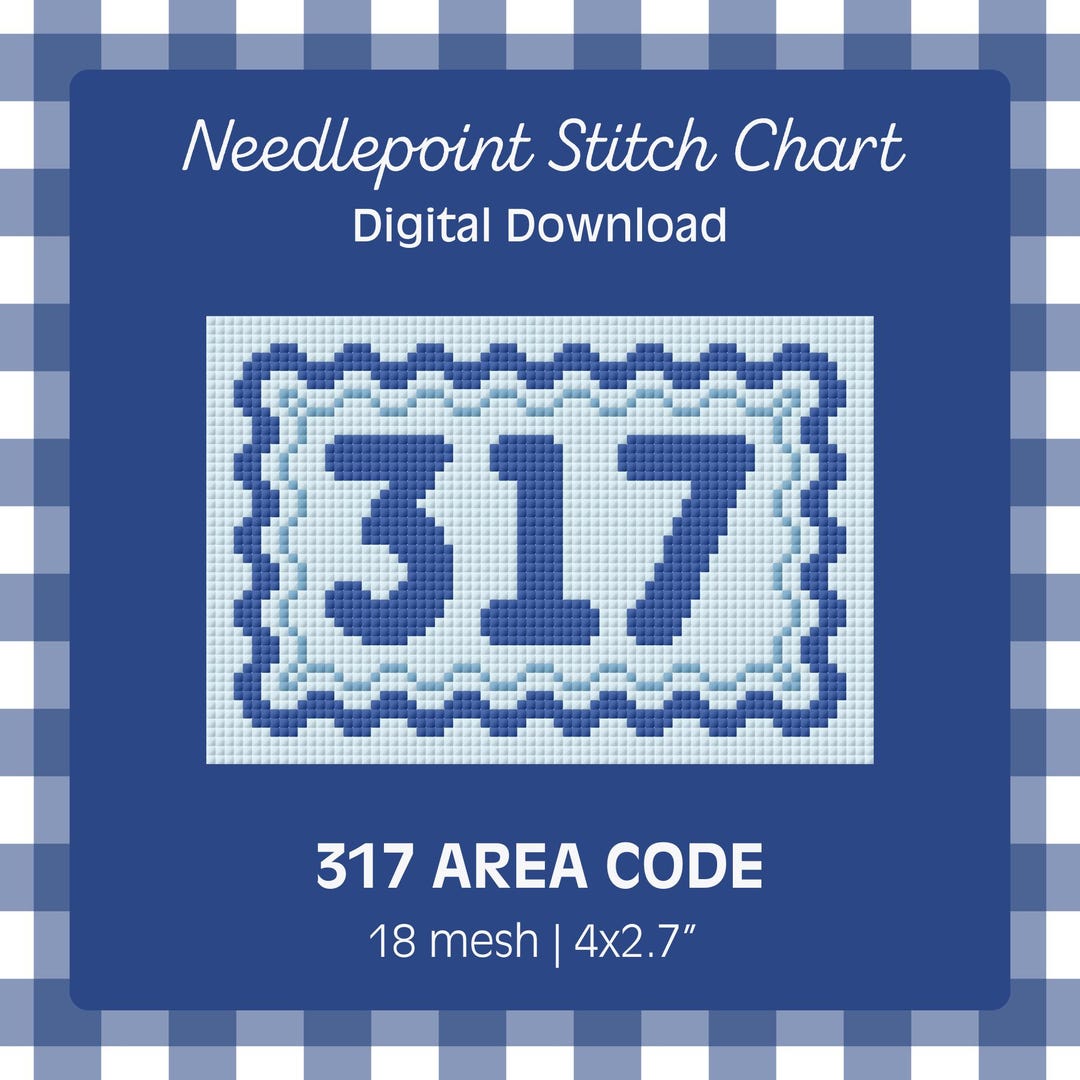 Needlepoint Pattern PDF - Indianapolis 317 Area Code - Stitch Design ...