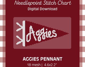 Motif PDF - Fanion Aggies - Texas A&M Stitch Design - téléchargement numérique