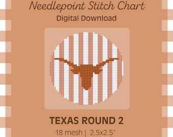 Modèle PDF - Texas Round 2 - Design de point Longhorns de l'Université du Texas - Téléchargement numérique
