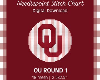 Modèle PDF - OU rond 1 - Oklahoma Sooners Stitch Design - téléchargement numérique
