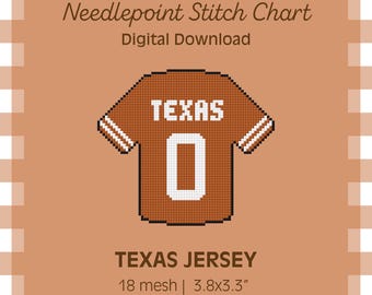 Motif PDF - Jersey du Texas - Design de point longhorns de l'Université du Texas - téléchargement numérique