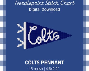 Motif PDF - Fanion des Colts d'Indianapolis - Conception de point - téléchargement numérique