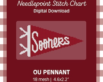 Motif PDF - Fanion OU - Oklahoma Sooners Stitch Design - téléchargement numérique