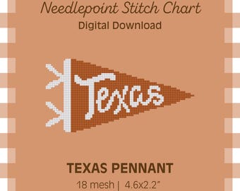 Motif PDF - Fanion du Texas - Design de point de l'Université du Texas - Téléchargement numérique