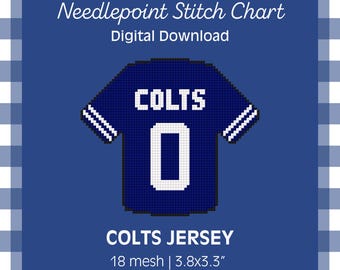 Modèle PDF - Jersey des Colts d'Indianapolis - Design de point - téléchargement numérique