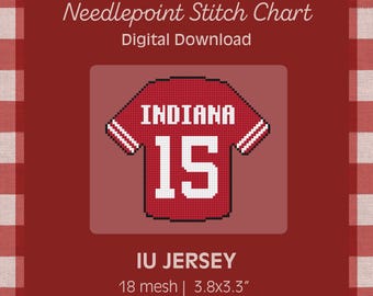 Modèle PDF - Jersey IU - Indiana University Hoosiers Stitch Design - Téléchargement numérique