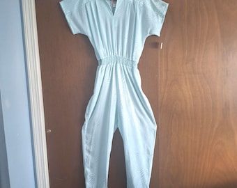 Mono vintage JC Penney de los años 80, poliéster sedoso color aguamarina, nuevo en embalaje original