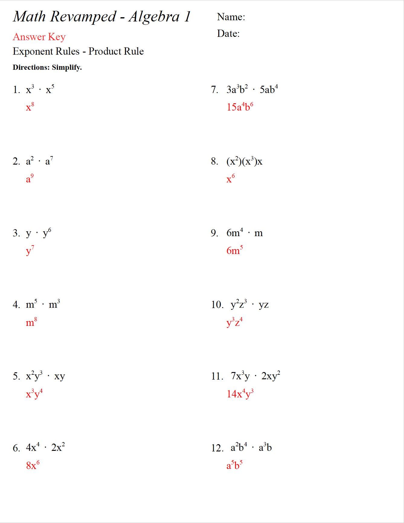 Exponents Worksheet Bundle - Etsy