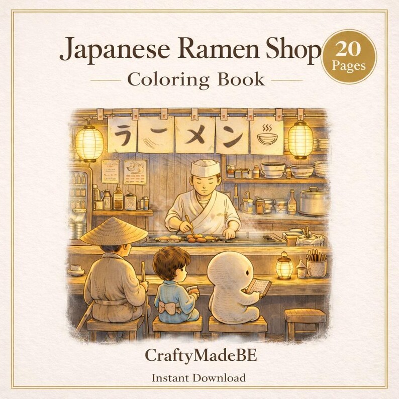 Japanese Storybook Coloring Book – Cozy Village Scenes (A4 Printable PDF) image 3