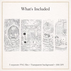 Japanese Storybook Coloring Book – Cozy Village Scenes (A4 Printable PDF) image 2