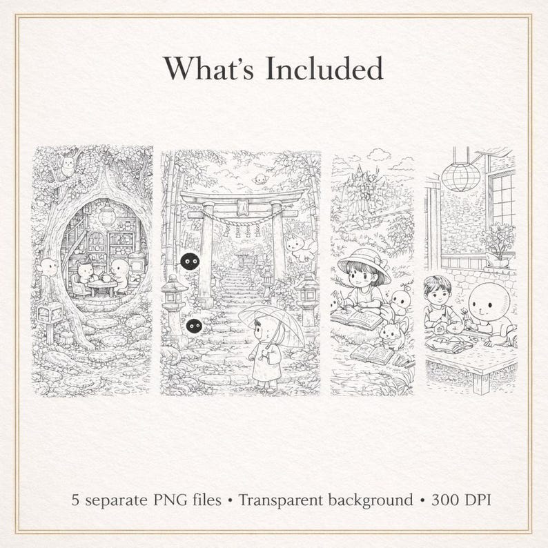 Japanese Storybook Coloring Book – Cozy Village Scenes (A4 Printable PDF) image 2