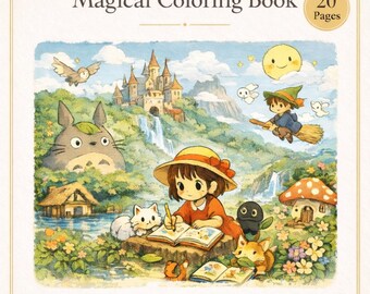 Magical Village Coloring Book – Spirit Friends, Nature Scenes (Printable PDF A4)