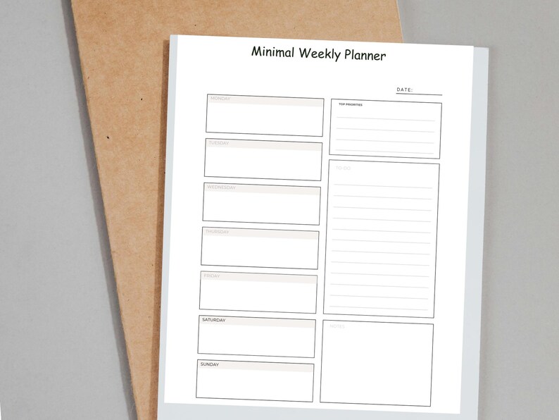 Minimal Weekly Planner Printable Weekly Schedule Instant Download US ...