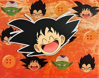 Kid Goku Very Happy :) Vinyl Decal, Weather Resistant Anime Sticker (4, 6 inches) - TONETOTTA