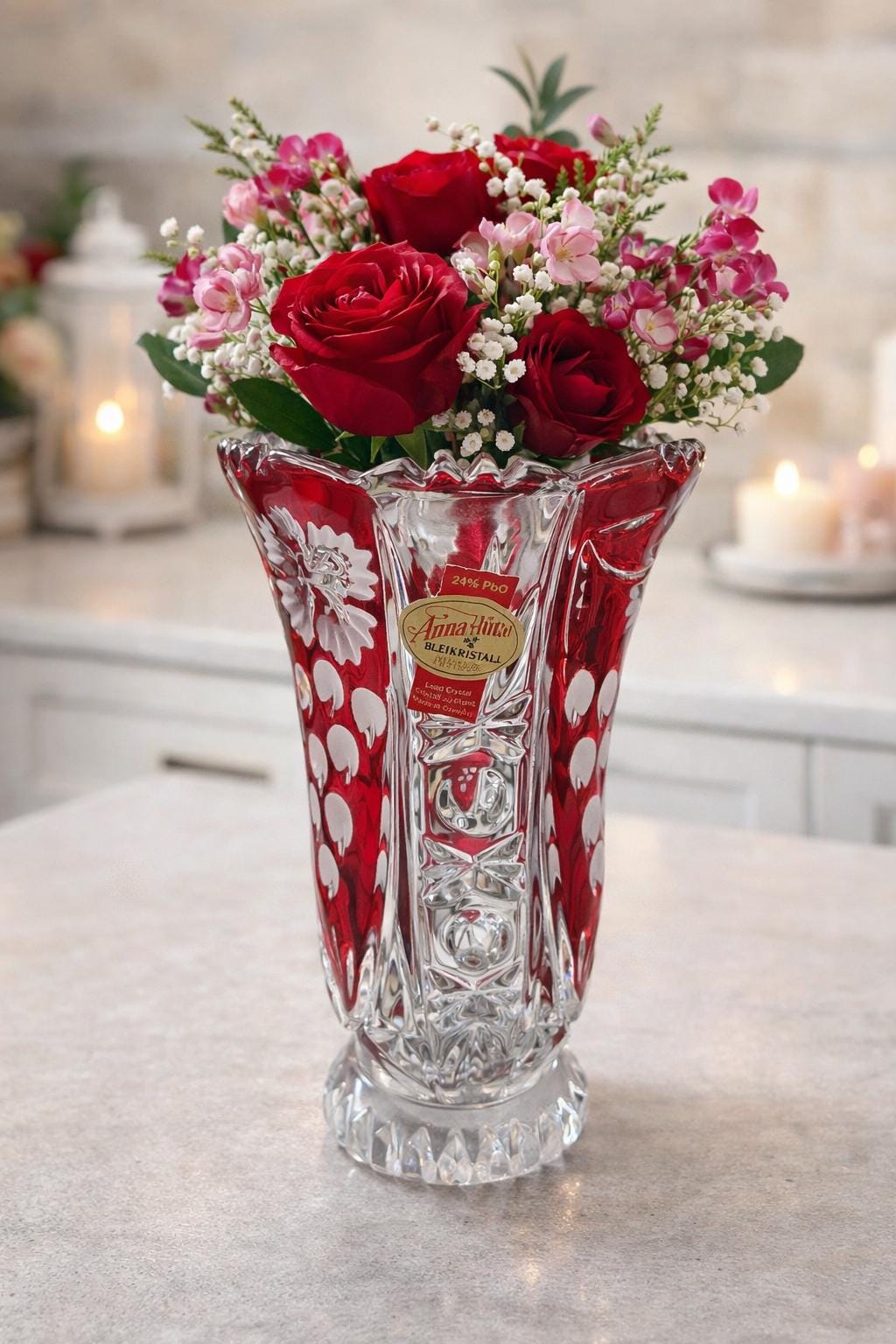 Red Crystal Vase - Etsy