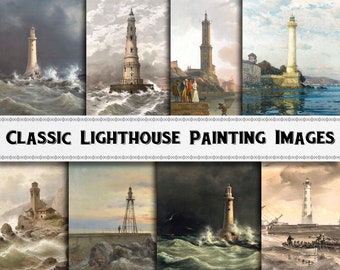 Immagini di pittura classica del faro / Download digitale / Uso commerciale / Clipart Light House