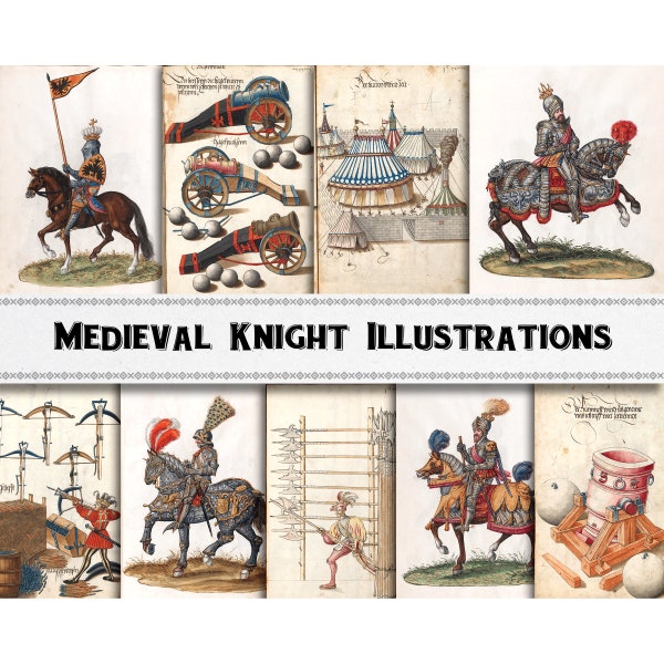 Medieval Knight Illustration Images / Digital Download / Commercial Use / Clipart